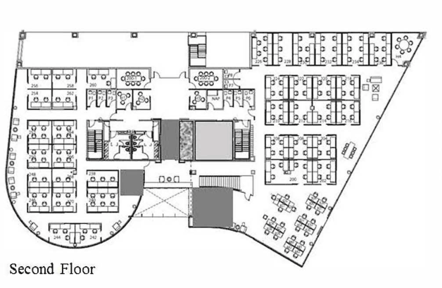 Architectural floor plan of the co-working hub&rsquo;s second floor